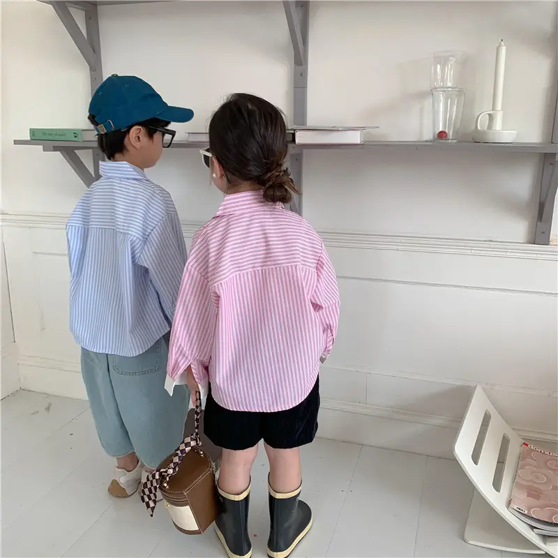 Korean Children's Autumn Striped Shirt Set — feature 24