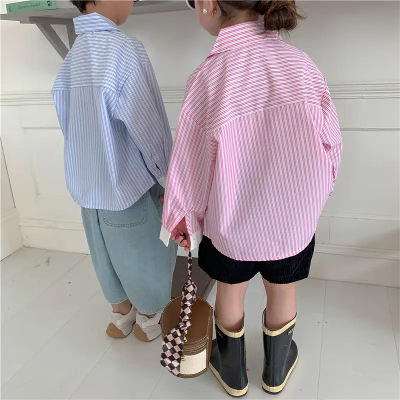 Korean Children's Autumn Striped Shirt Set — feature 25