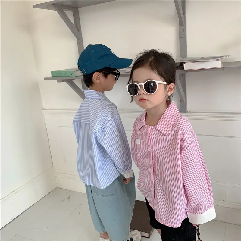 Korean Children's Autumn Striped Shirt Set — feature 26