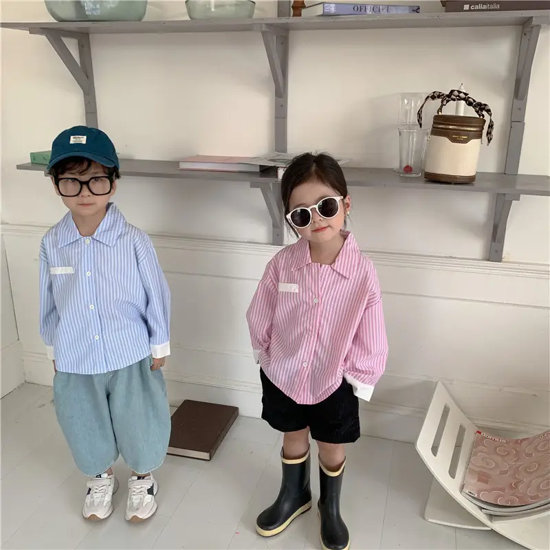 Korean Children's Autumn Striped Shirt Set — feature 28
