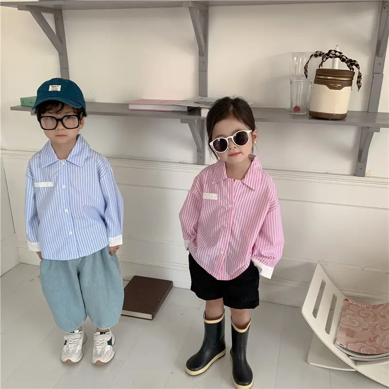 Korean Children's Autumn Striped Shirt Set — feature 29