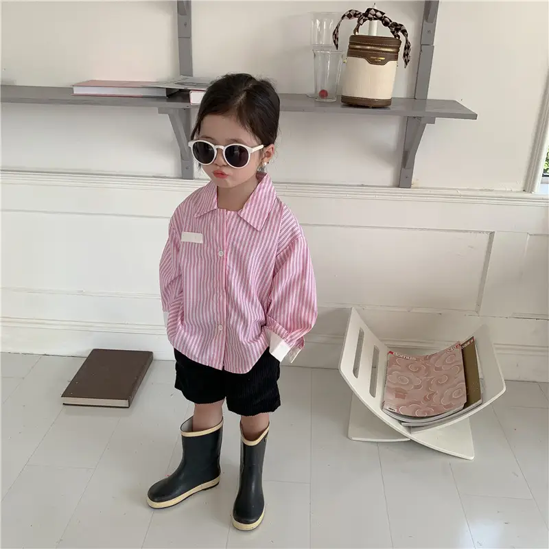 Korean Children's Autumn Striped Shirt Set — feature 34