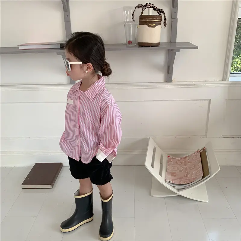 Korean Children's Autumn Striped Shirt Set — feature 35