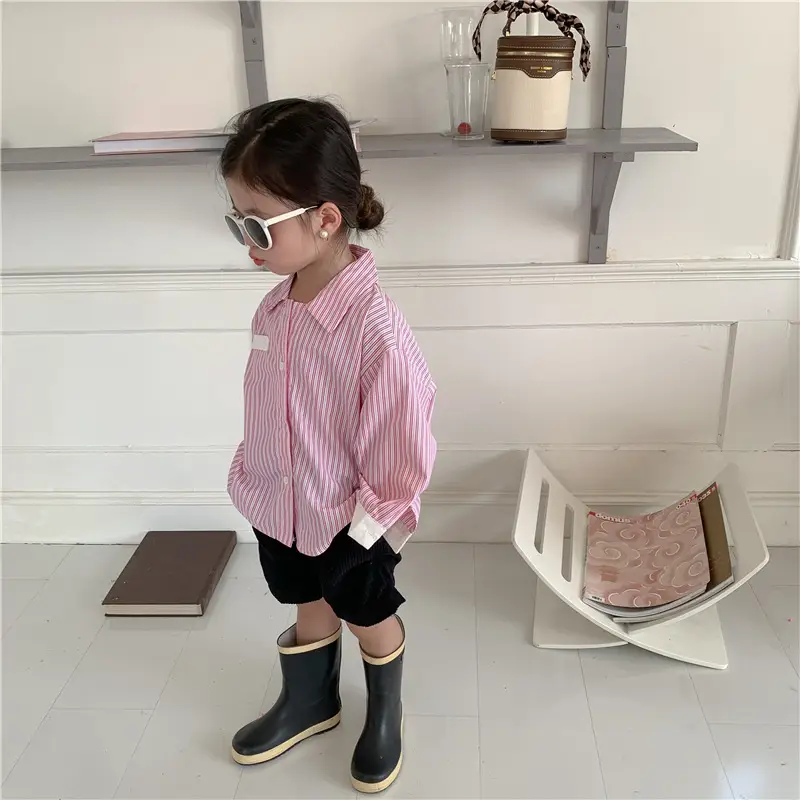Korean Children's Autumn Striped Shirt Set — feature 36