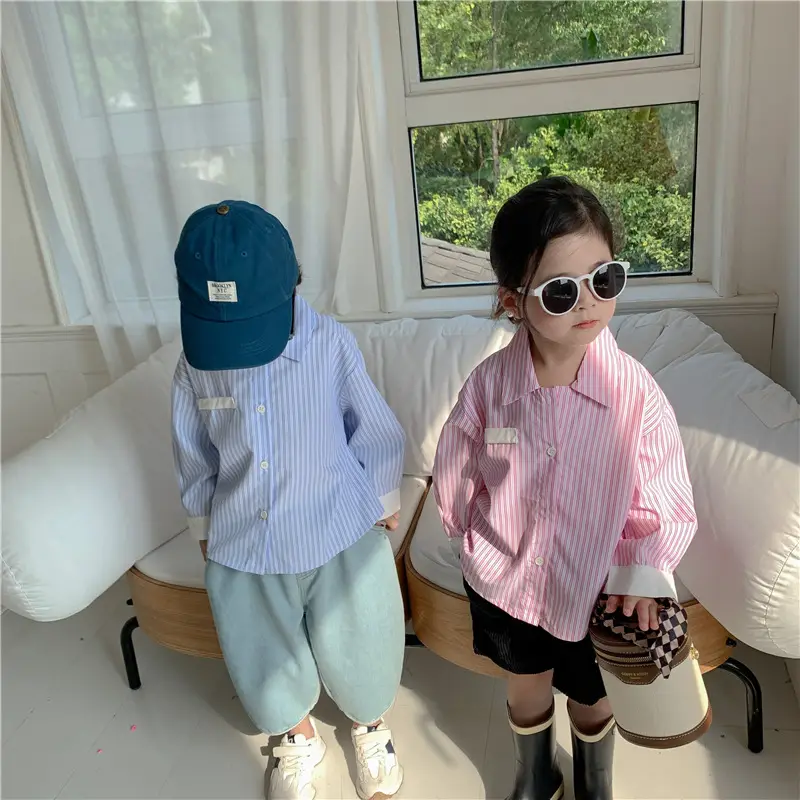 Korean Children's Autumn Striped Shirt Set — feature 6