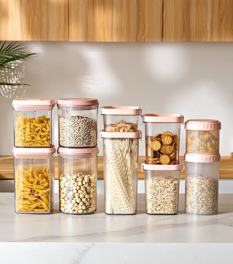 Plastic Storage Jars with Spiral Lids for Kitchen Condiments — feature 3