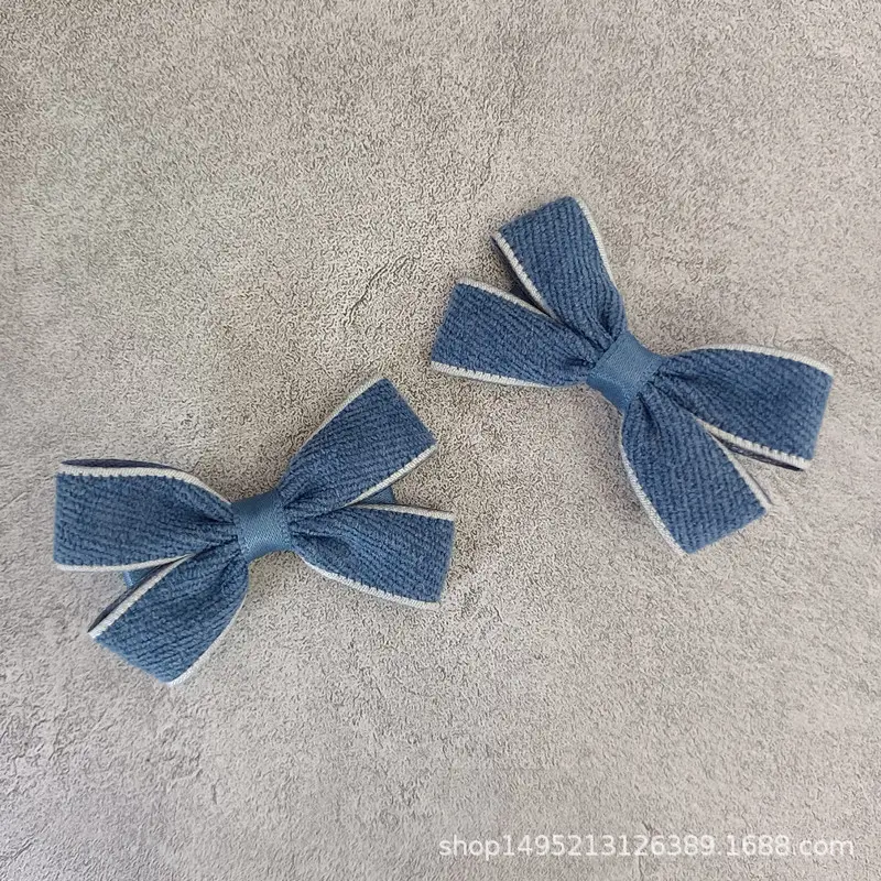 Blue Velvet Denim Hair Clips for Girls