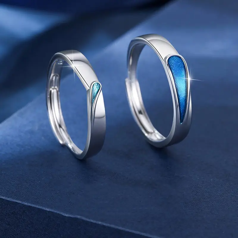 Open Finger Ring with Blue Tear Design - Image 4