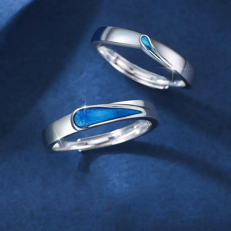 Open Finger Ring with Blue Tear Design - Image 6