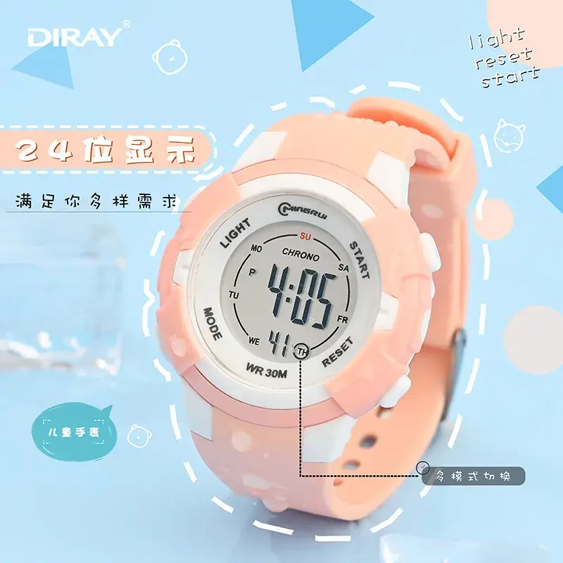 Waterproof Luminous Women's Digital Watch Black Blue - Image 5