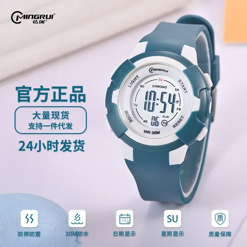Waterproof Luminous Women's Digital Watch Black Blue - Image 6