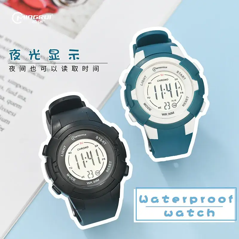 Waterproof Luminous Women's Digital Watch Black Blue - Image 7