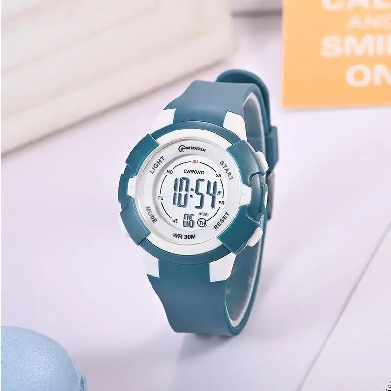 Waterproof Luminous Women's Digital Watch Black Blue - Image 2