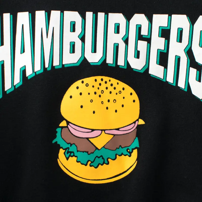 Kids Fleece Hamburger Crewneck Sweatshirt Black - Image 3