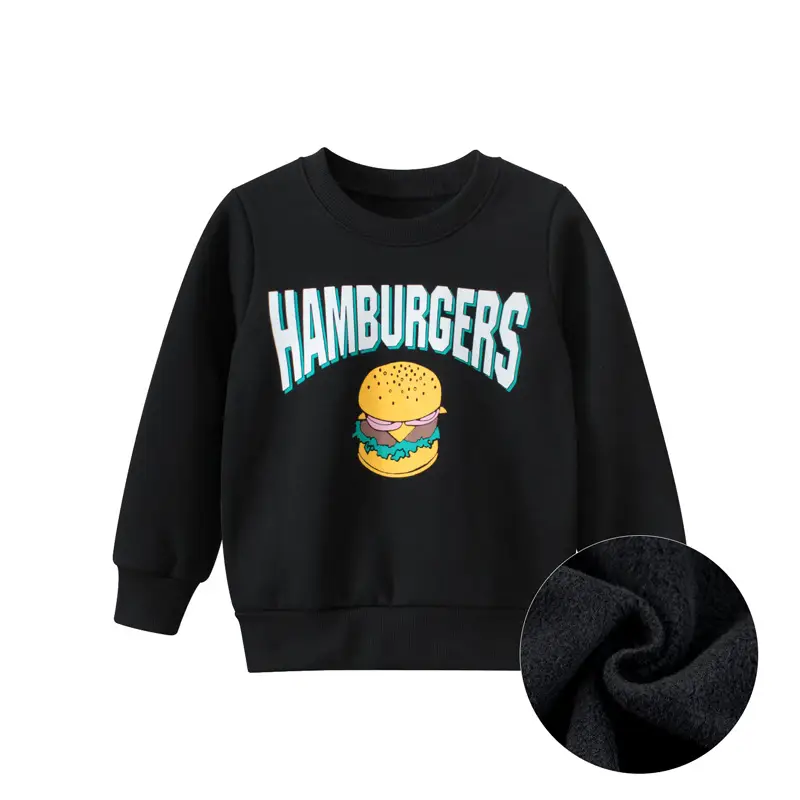 Kids Fleece Hamburger Crewneck Sweatshirt Black - Image 5