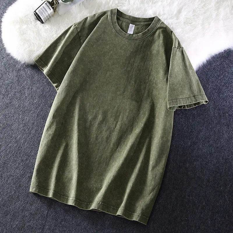 100% Cotton Back Collar T-Shirt Sand Washed - Image 3