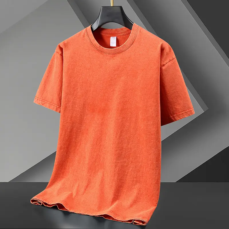 100% Cotton Back Collar T-Shirt Sand Washed - Image 7