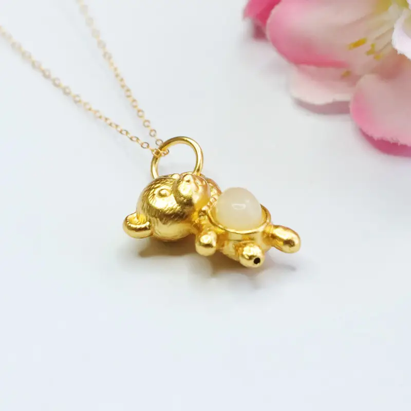 Golden Teddy Bear Pendant Necklace for Women — feature 7