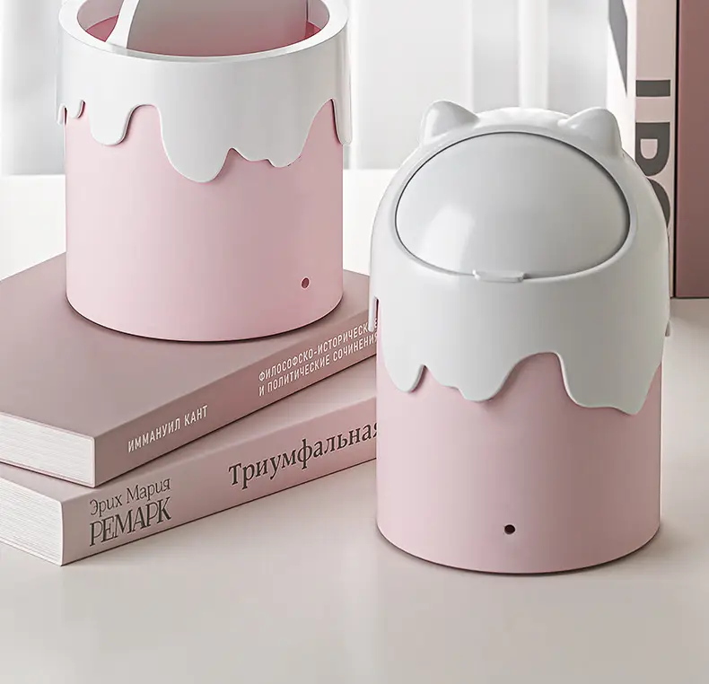 Cute Cat Design Mini Trash Can with Lid — feature 5