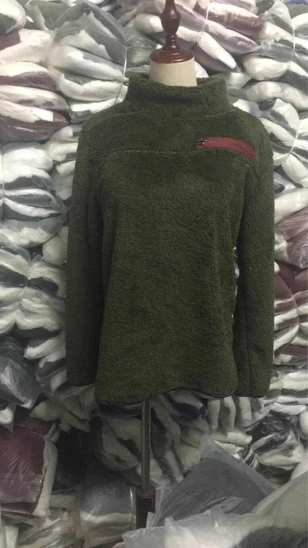Pink Fleece Zipper High Neck Sweater for Women — feature 54
