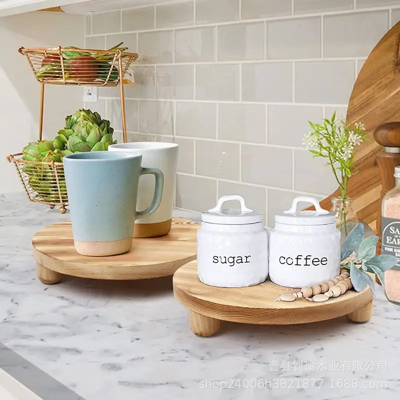 Rustic Wooden Flower Pot Stand with Sugar & Coffee Labels - Image 5