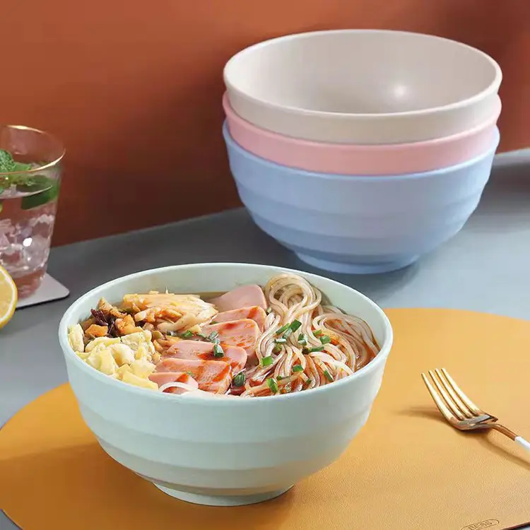 20cm Cross-Cut Wheat Straw Bowl for Noodle & Rice - Image 5