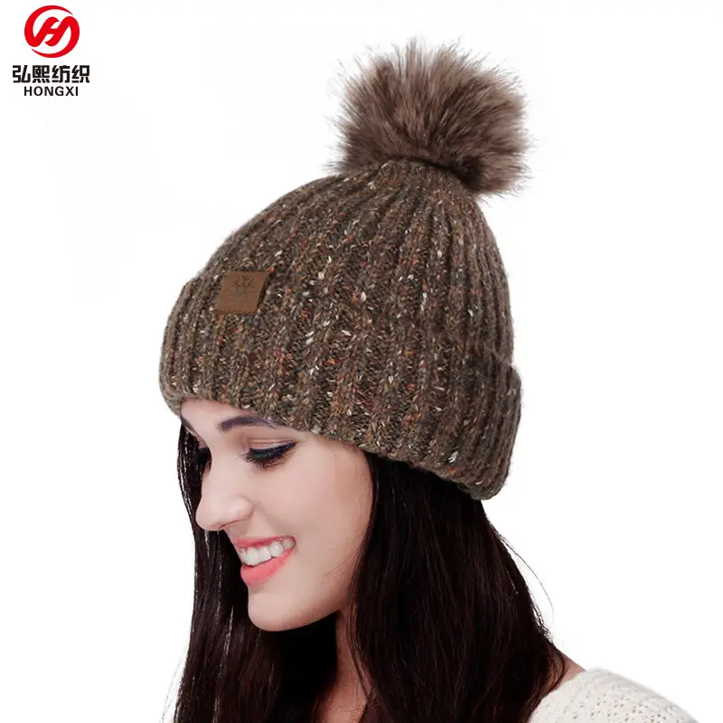 Knitted Wool Hat with Fur Pom Pom for Men Winter - Image 8