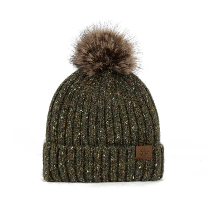 Knitted Wool Hat with Fur Pom Pom for Men Winter - Image 5