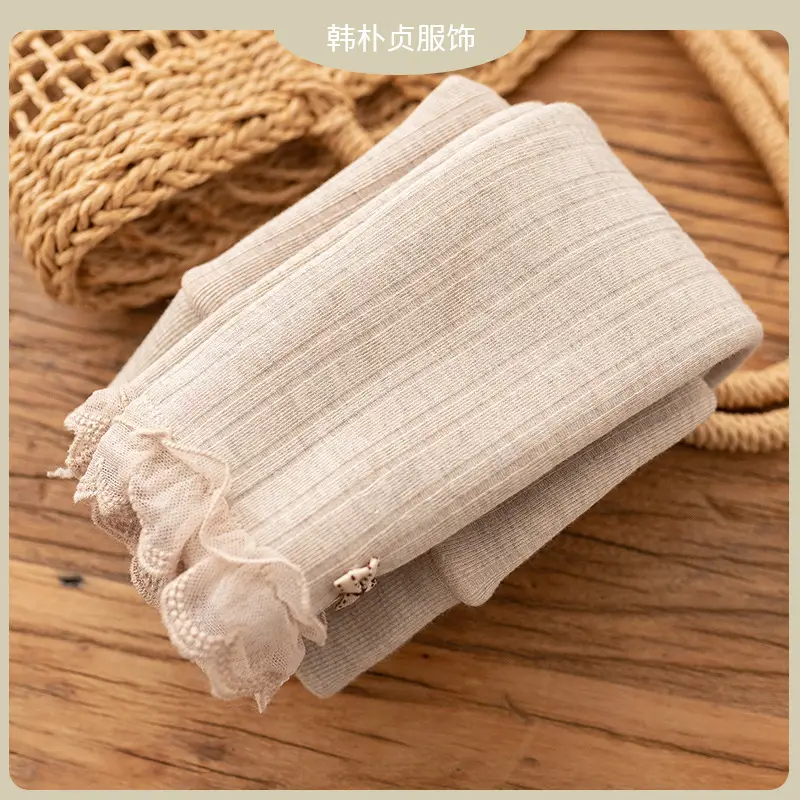 Girls Velvet Leggings Autumn Winter Warm Cotton Vertical Strip - Image 2