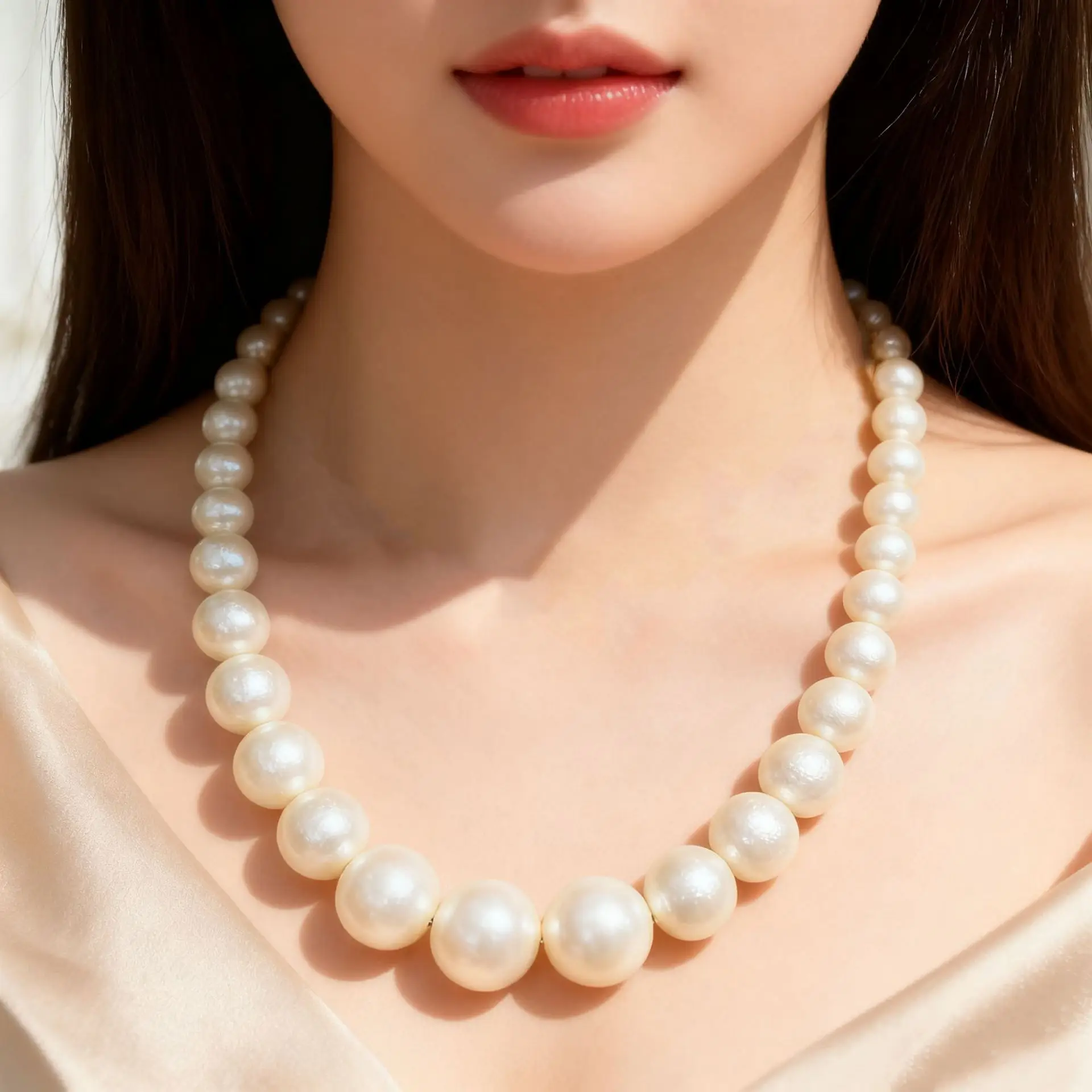S925 Pearl Necklace with Gold Drop Earrings