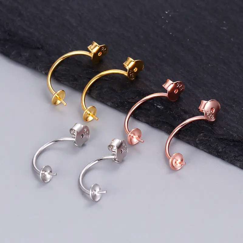 Rose Gold U-Shaped Ear Buckle Earrings 10mm - Image 6