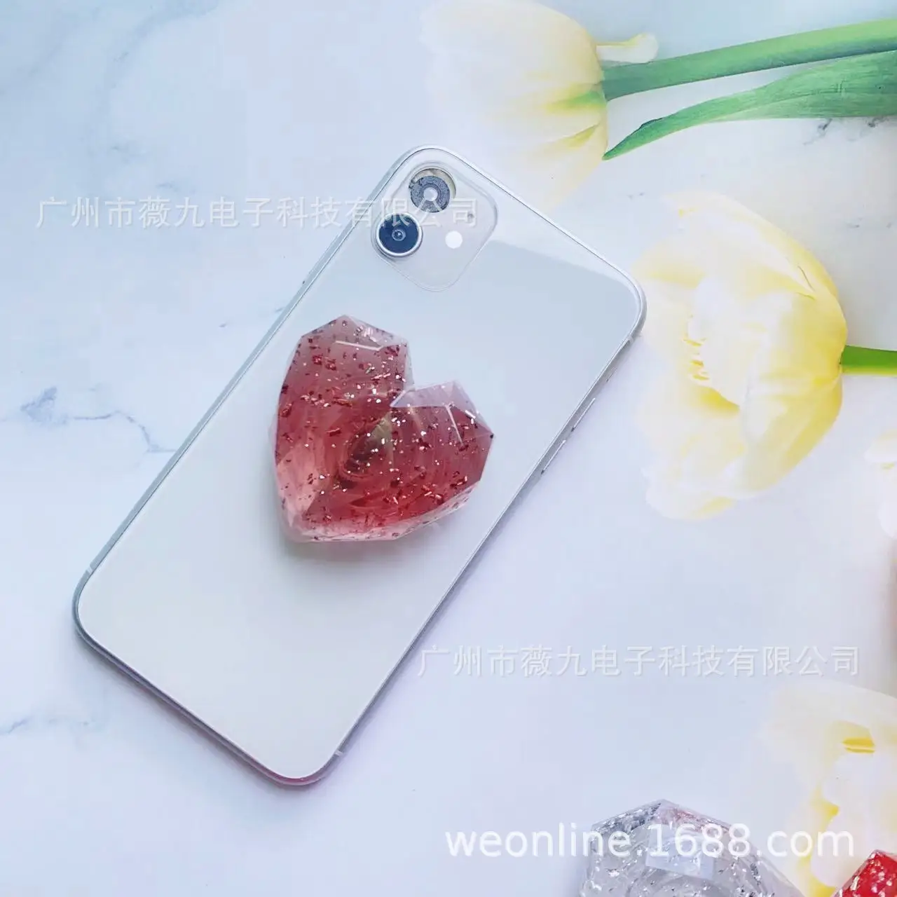 Heart Shaped Diamond Decorative Stand for Desktop & Mobile Phone Holder - Image 4