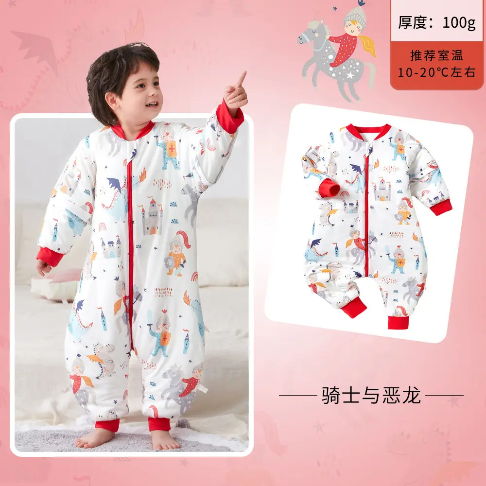 Baby Quilted Split-Leg Sleep Bag Cotton White - Image 5