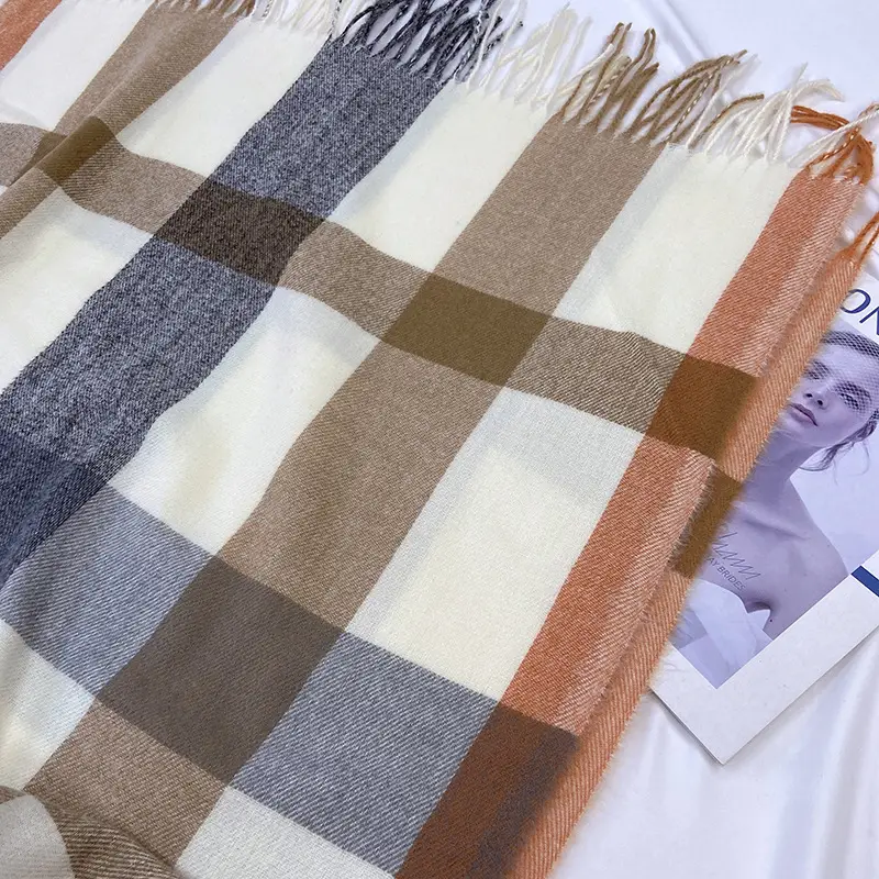 Women Plaid Warm Shawl with Tassels 2024 - Image 9