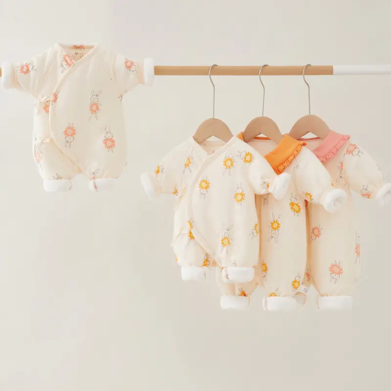 Baby Kayak Climbing Clothes Cotton Orange Floral - Image 4