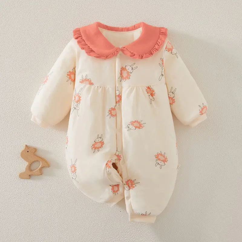 Baby Kayak Climbing Clothes Cotton Orange Floral - Image 2