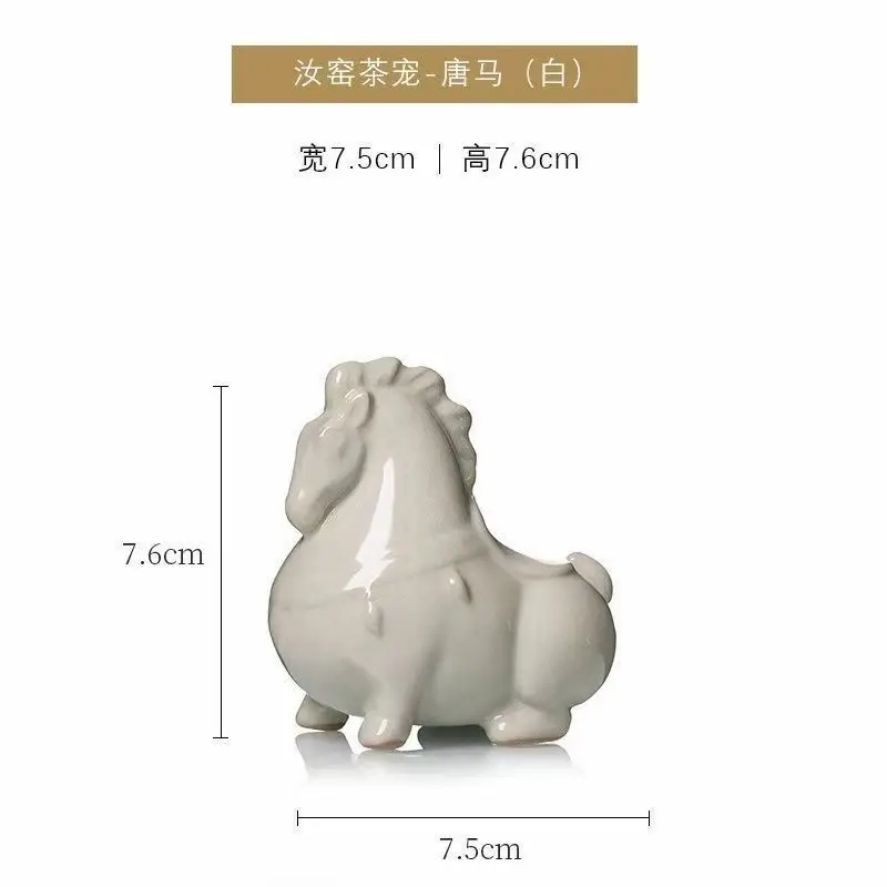 Green Horse Ceramic Tea Pet Ornament for Home Office
