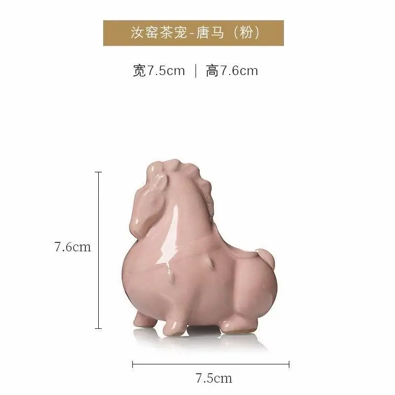 Green Horse Ceramic Tea Pet Ornament for Home Office
