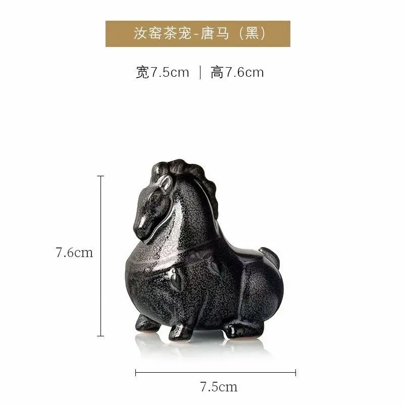 Green Horse Ceramic Tea Pet Ornament for Home Office