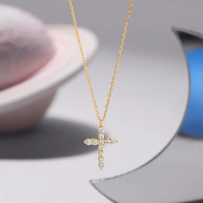 925 Sterling Silver Cross Necklace with Full Diamonds - Image 4