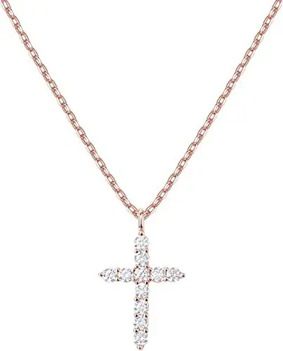 925 Sterling Silver Cross Necklace with Full Diamonds - Image 3