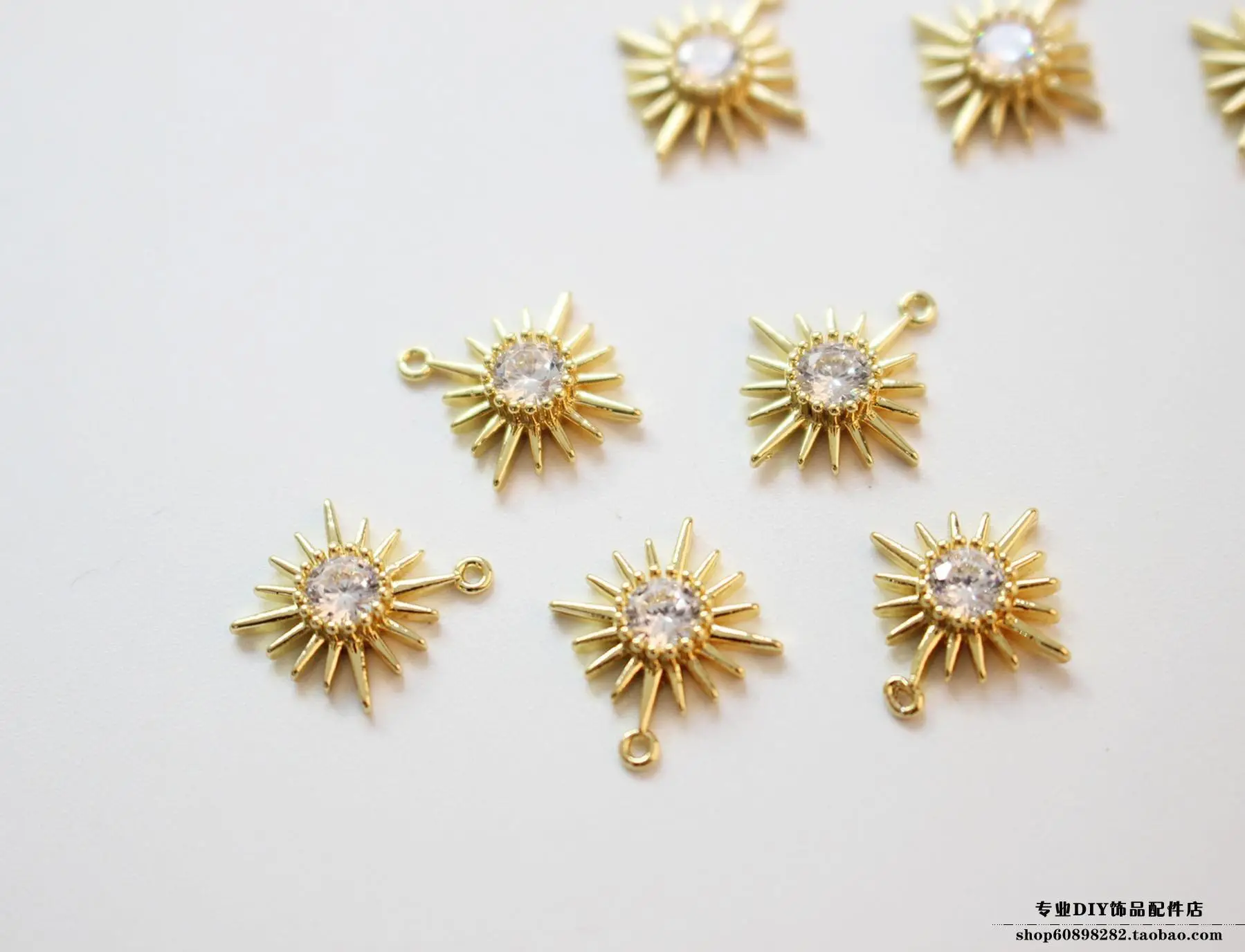 Copper Plated 18K True Gold Diamond Earrings Set