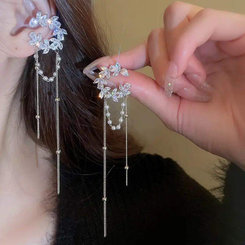 Butterfly Earrings with Sparkling Tassels for Women - Image 16
