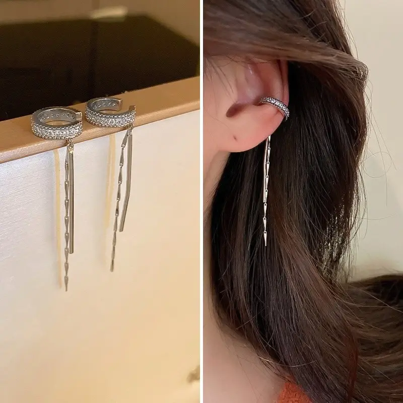 Butterfly Earrings with Sparkling Tassels for Women - Image 2
