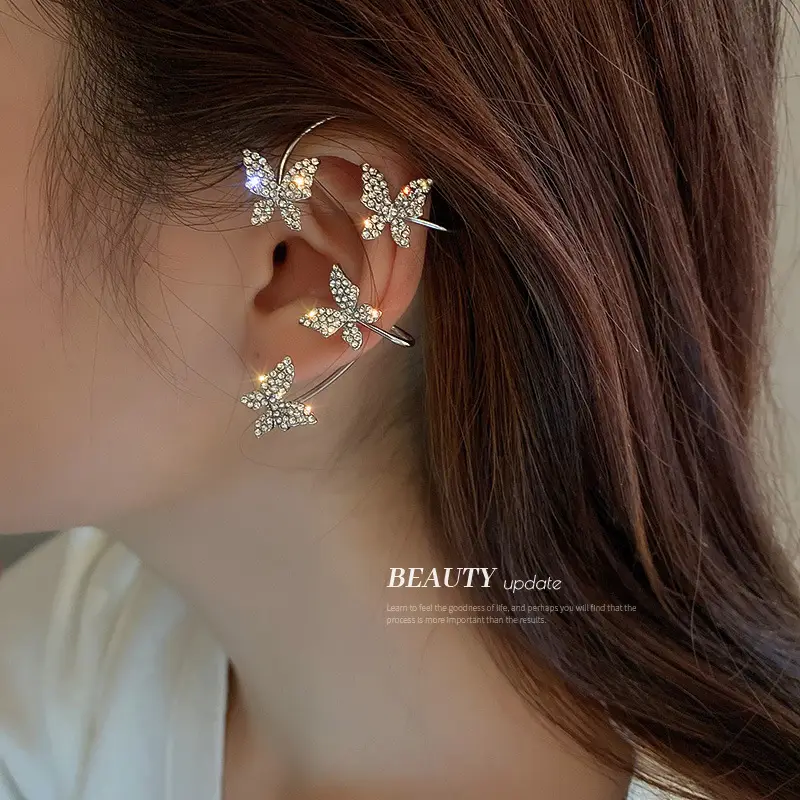 Butterfly Earrings with Sparkling Tassels for Women - Image 3