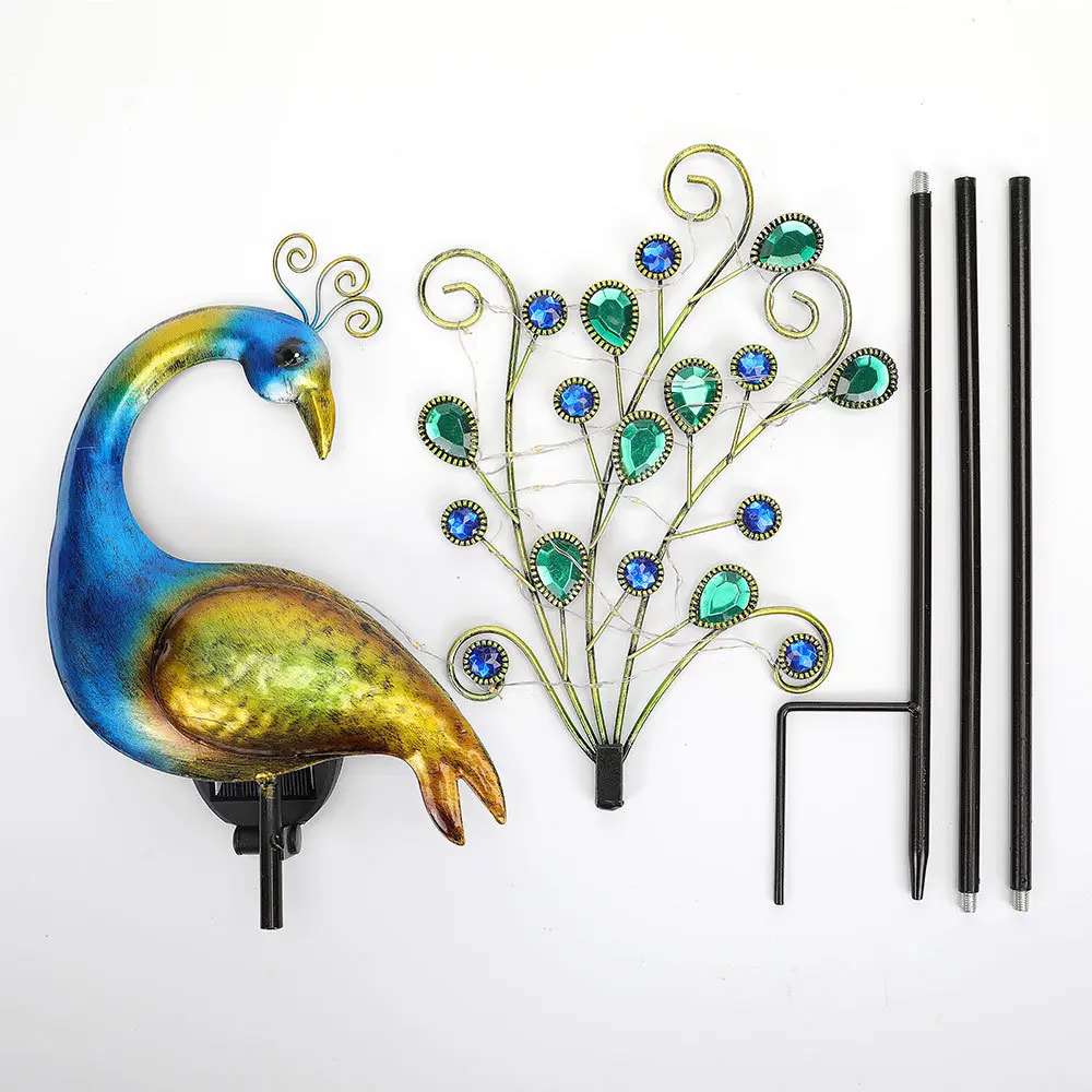 Peacock Floor Lamp with Crystal Accents - Image 3