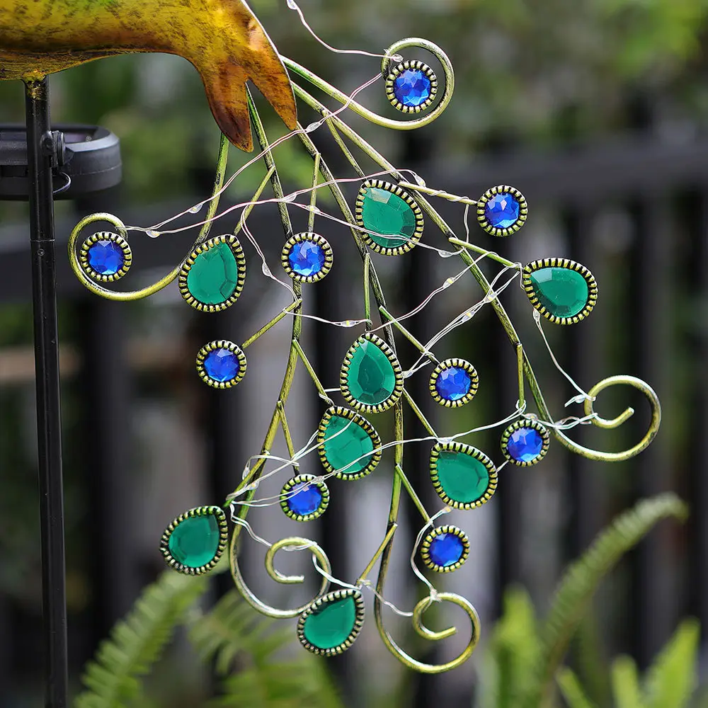 Peacock Floor Lamp with Crystal Accents - Image 4