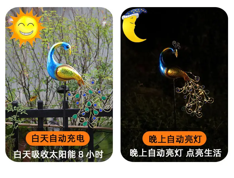 Peacock Floor Lamp with Crystal Accents — feature 8