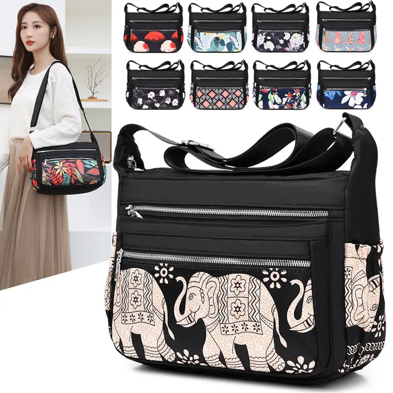 Printed Cartoon Shoulder Bag for Women Black Nylon - Image 26