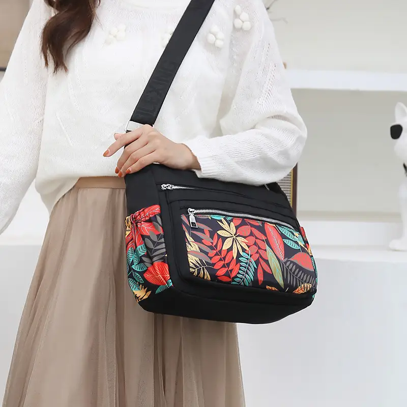 Printed Cartoon Shoulder Bag for Women Black Nylon - Image 27